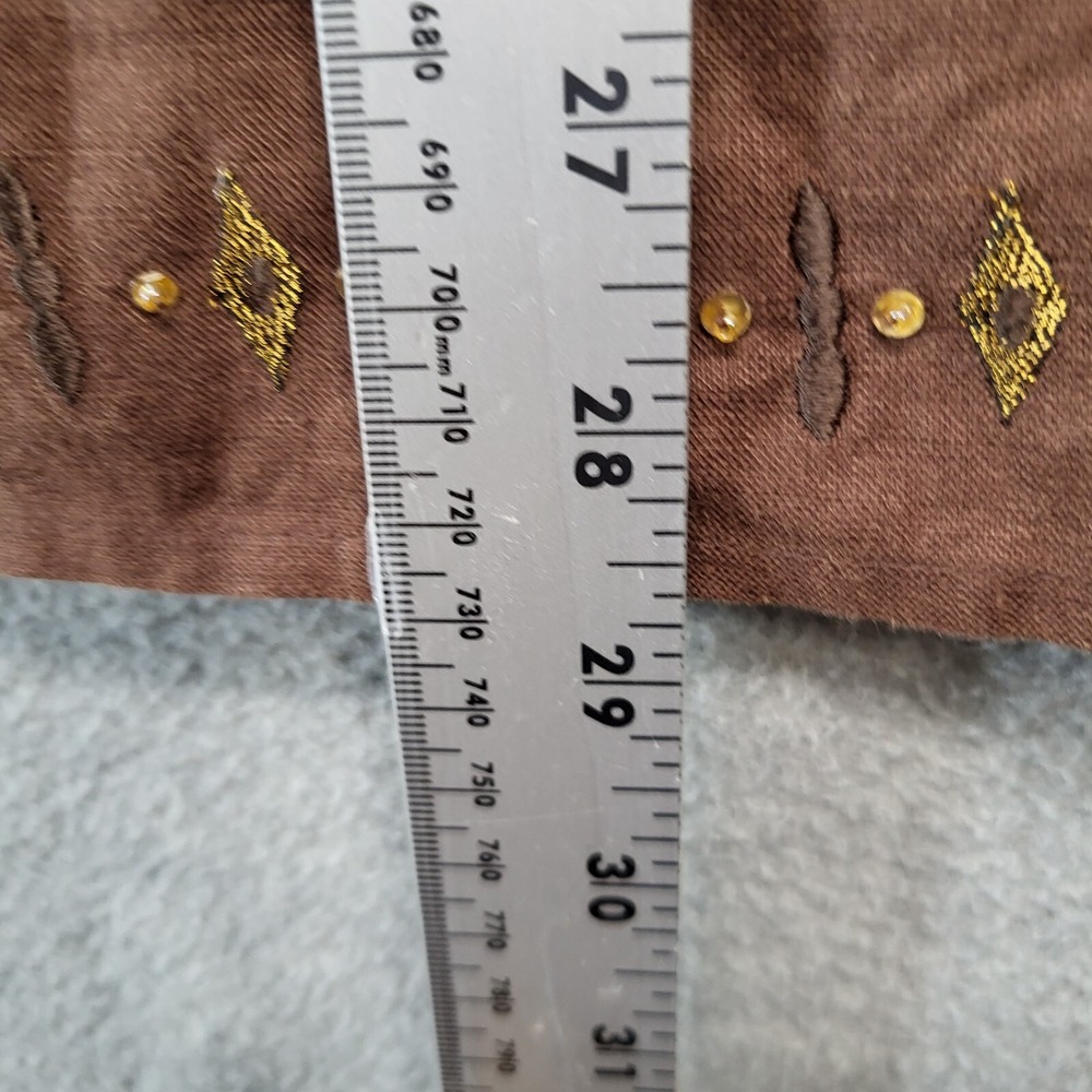 Carole Little Women Dress 10 Brown Linen Shift Sleeveless Embroidered Beaded - Picture 4 of 8